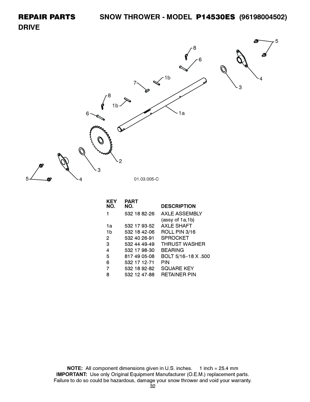 Poulan P14530ES owner manual Repair Parts 