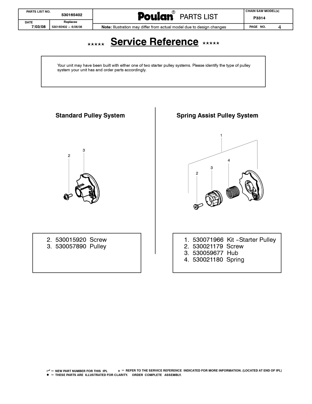 Poulan P3314 manual Lllll Service Reference Lllll 