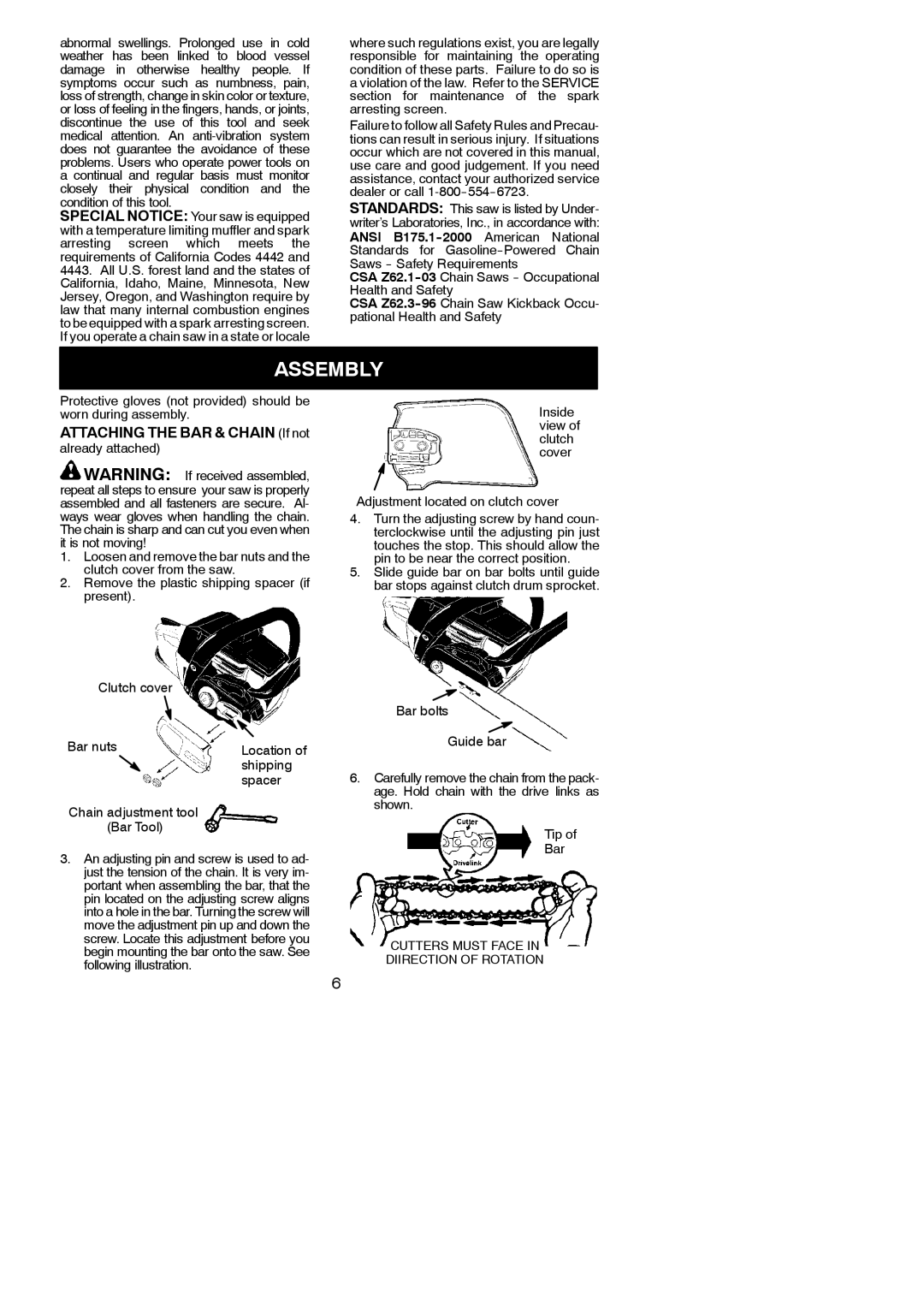 Poulan P4018AV, P4018WM, P3818AV, P3416, P3314WSA instruction manual Assembly, Attaching the BAR & Chain If not 