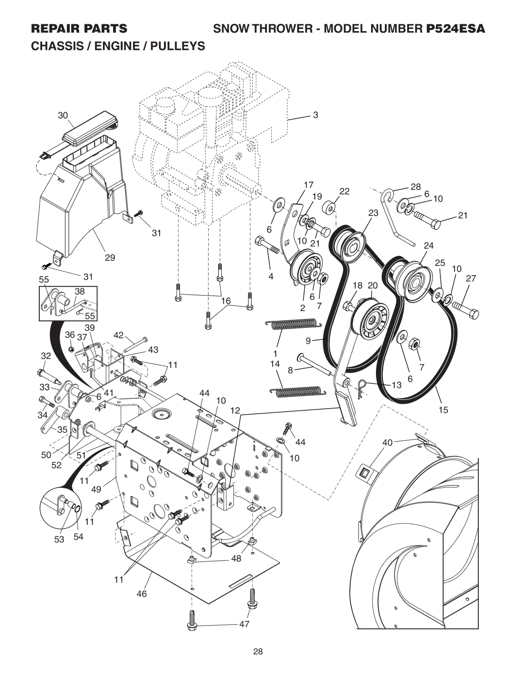 Poulan P524ESA owner manual Chassis / Engine / Pulleys 