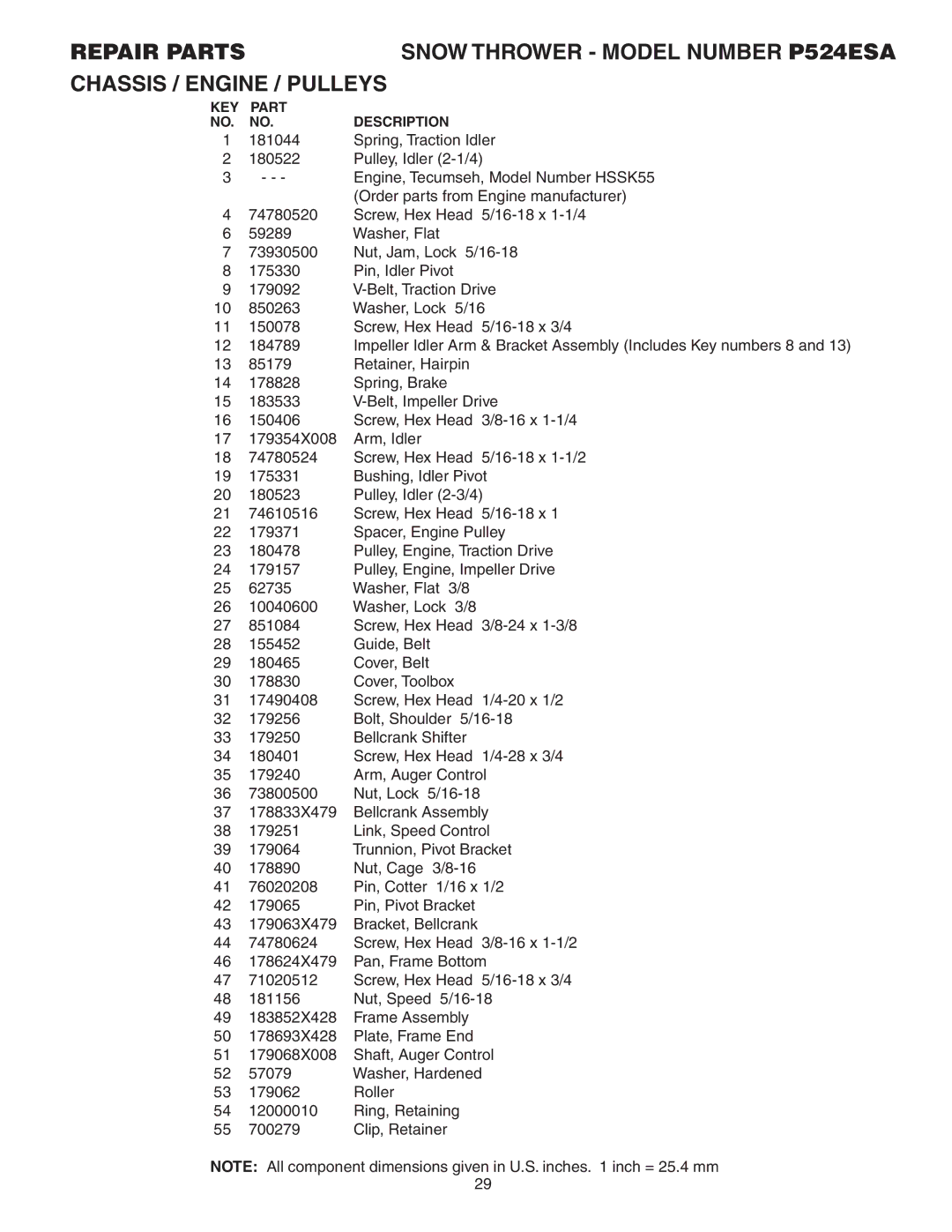 Poulan P524ESA owner manual Repair Parts 