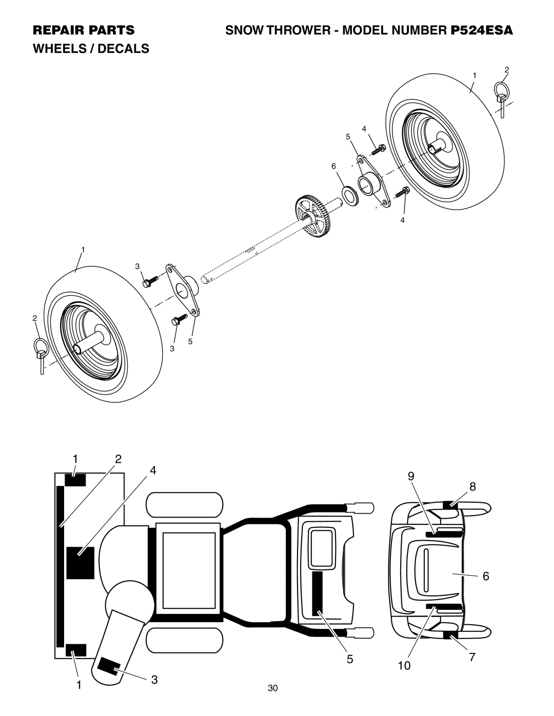 Poulan P524ESA owner manual Wheels / Decals 