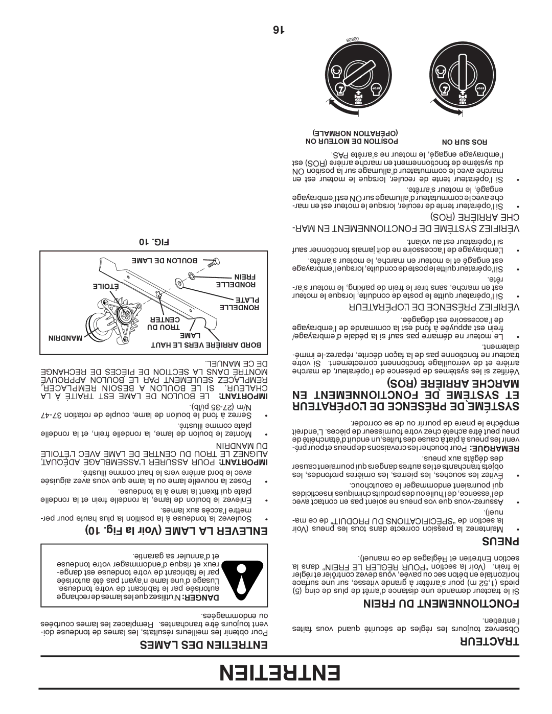 Poulan PB175H42LT manual Fig la Voir Lame LA Enlever, EN Fonctionnement DE Système ET 