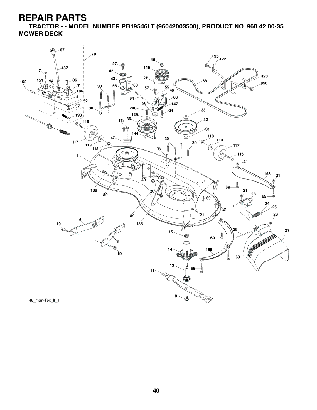 Poulan pb19546lt manual Mower Deck 