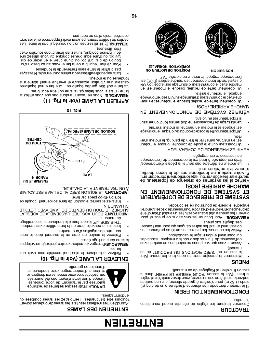 Poulan PB195H42LT manual Fig la Voir Lame LA Affiler, Fig la Voir Lame LA Enlever, EN Fonctionnement DE Système ET 