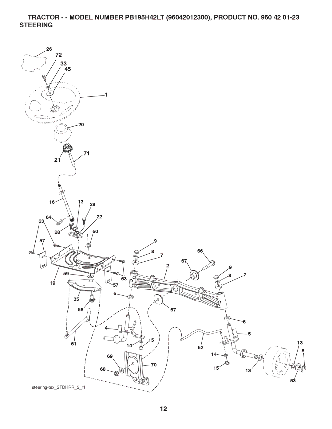 Poulan PB195H42LT manual Steering 