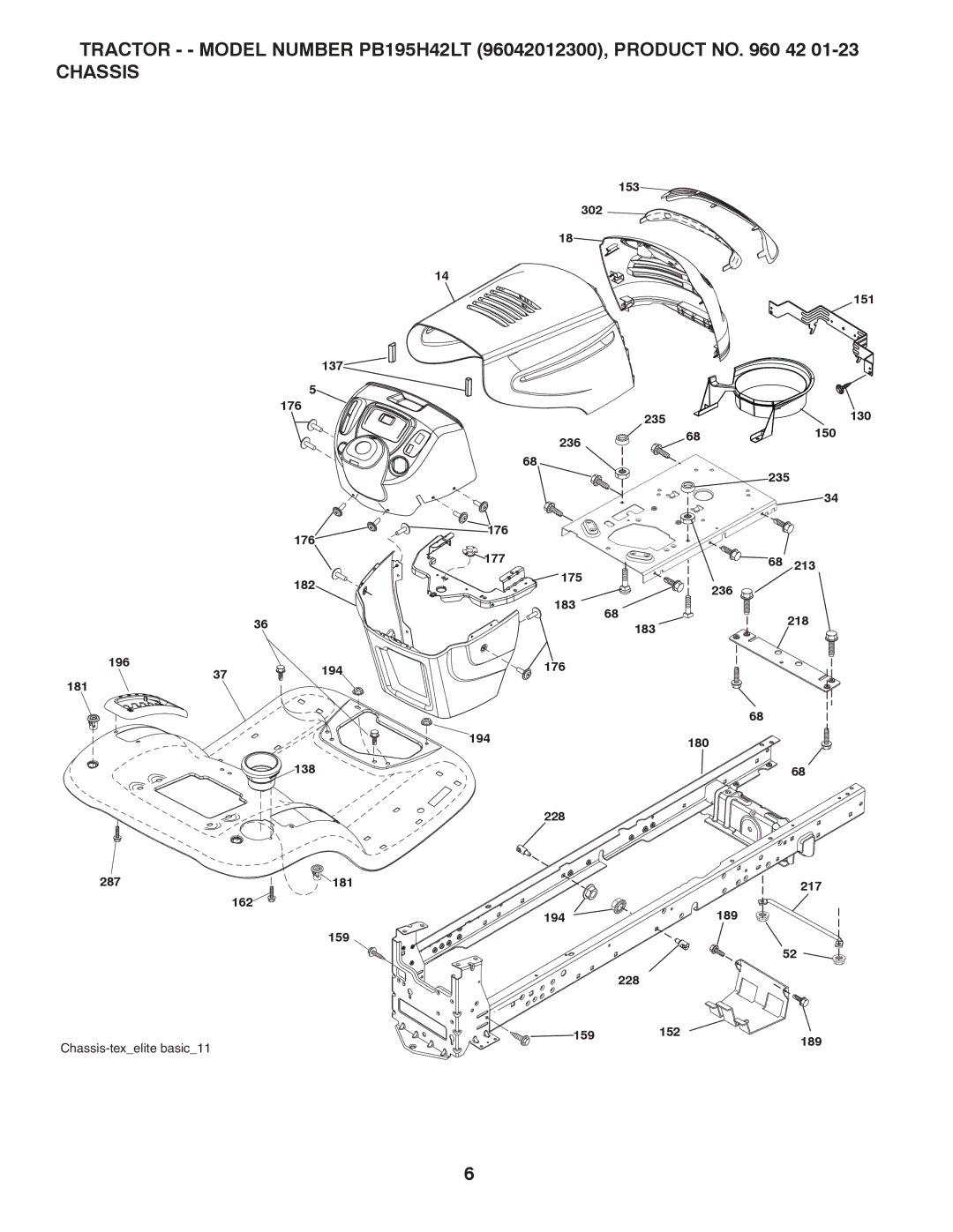 Poulan PB195H42LT manual Chassis 