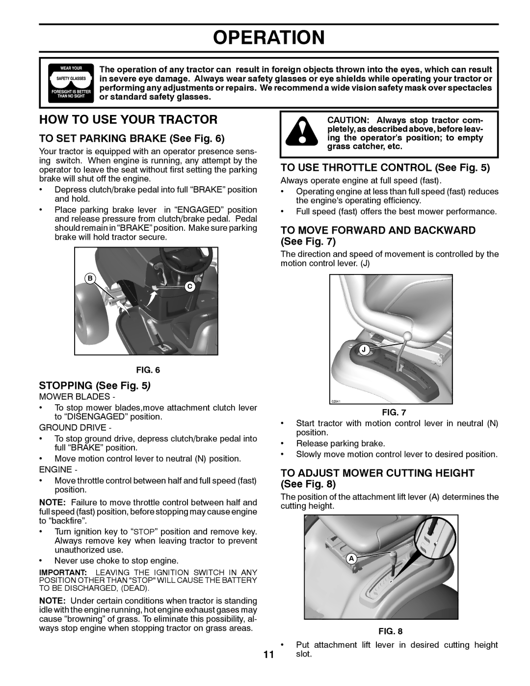 Poulan PB195H42LTX manual HOW to USE Your Tractor 