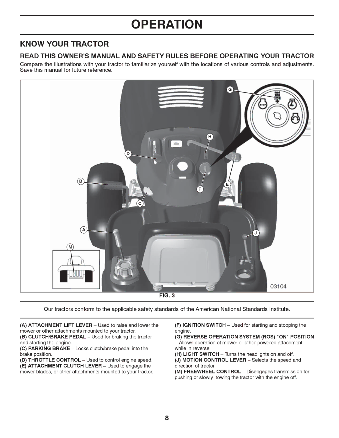 Poulan PB19H42YT manual Know Your Tractor, Reverse Operation System ROS on Position 