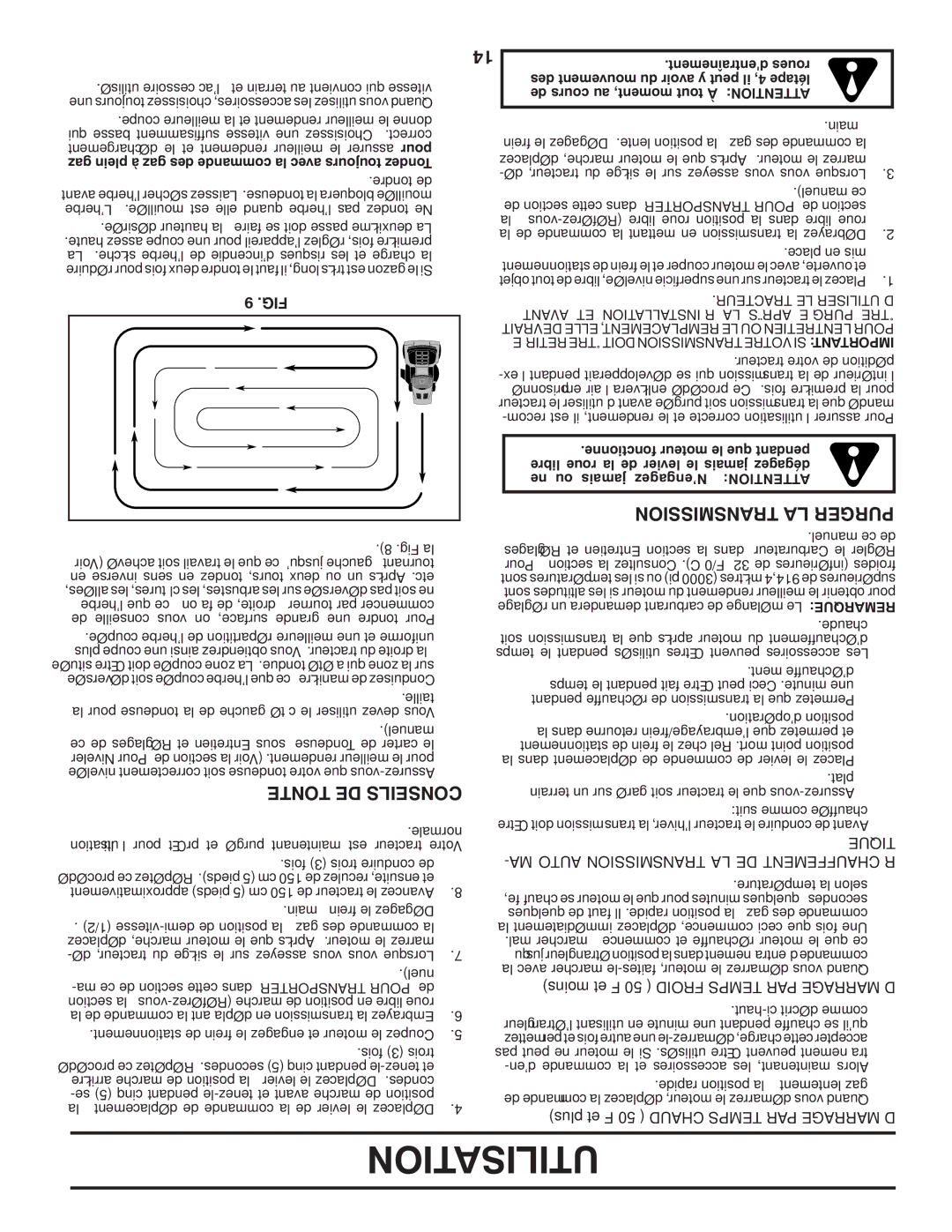 Poulan PB20H42LT Utilisation, Transmission LA Purger, Tonte DE Conseils, Tique, Maauto Transmission LA DE Réchauffement 