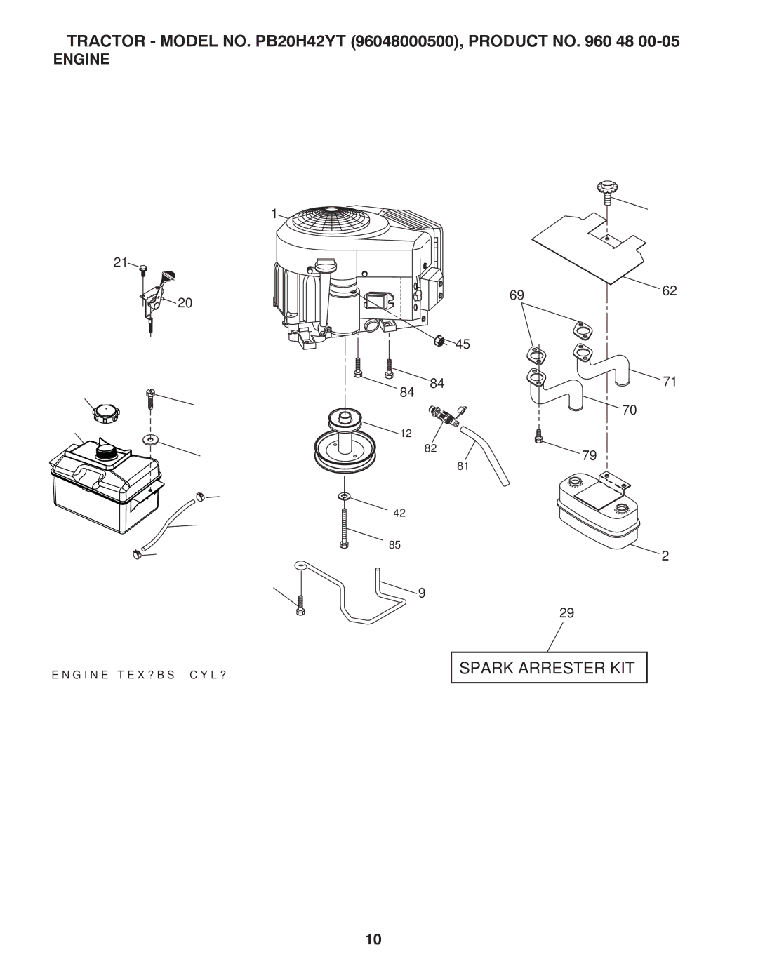 Poulan PB20H42YT manual Spark Arrester KIT, Engine 