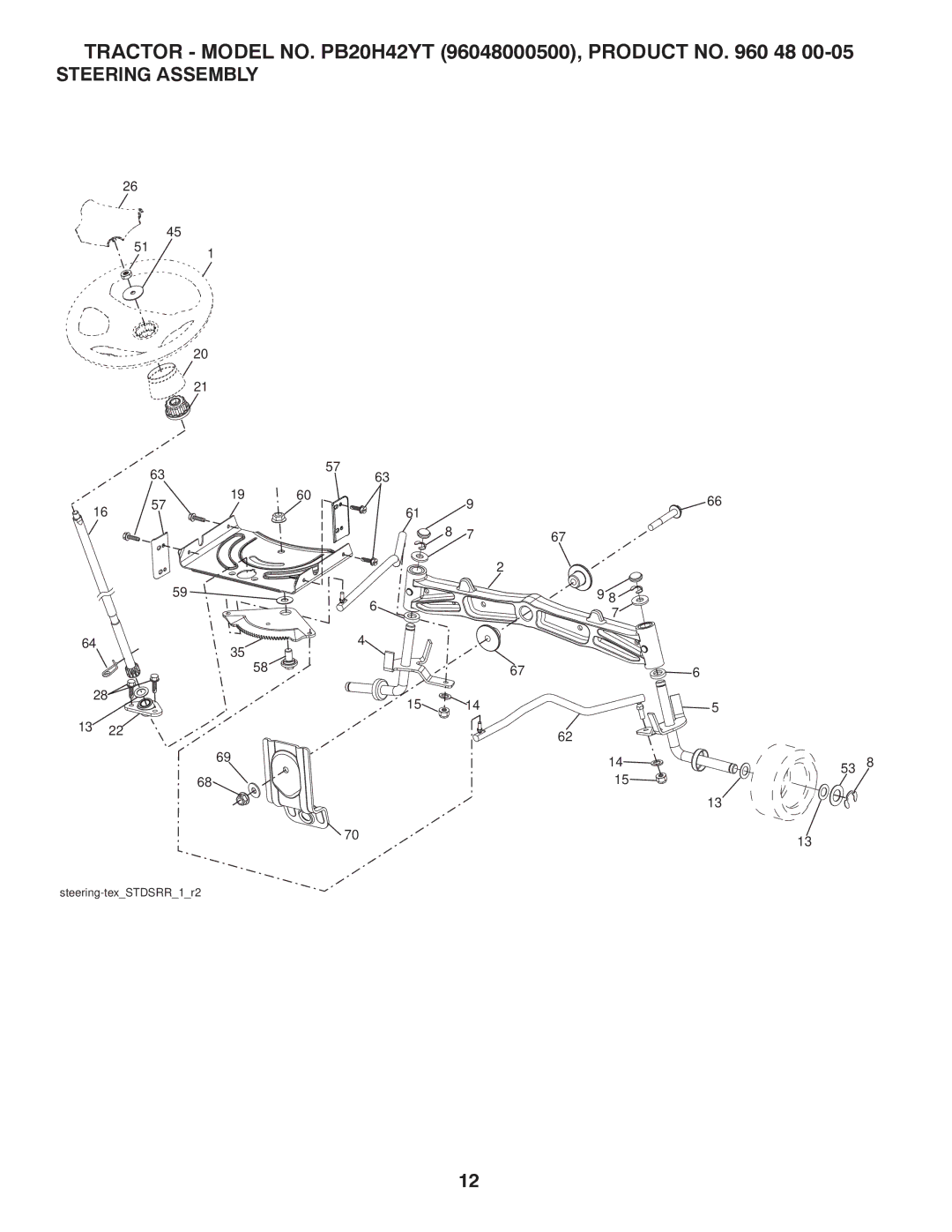 Poulan PB20H42YT manual Steering Assembly 