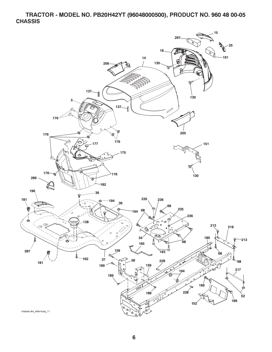 Poulan PB20H42YT manual Chassis 