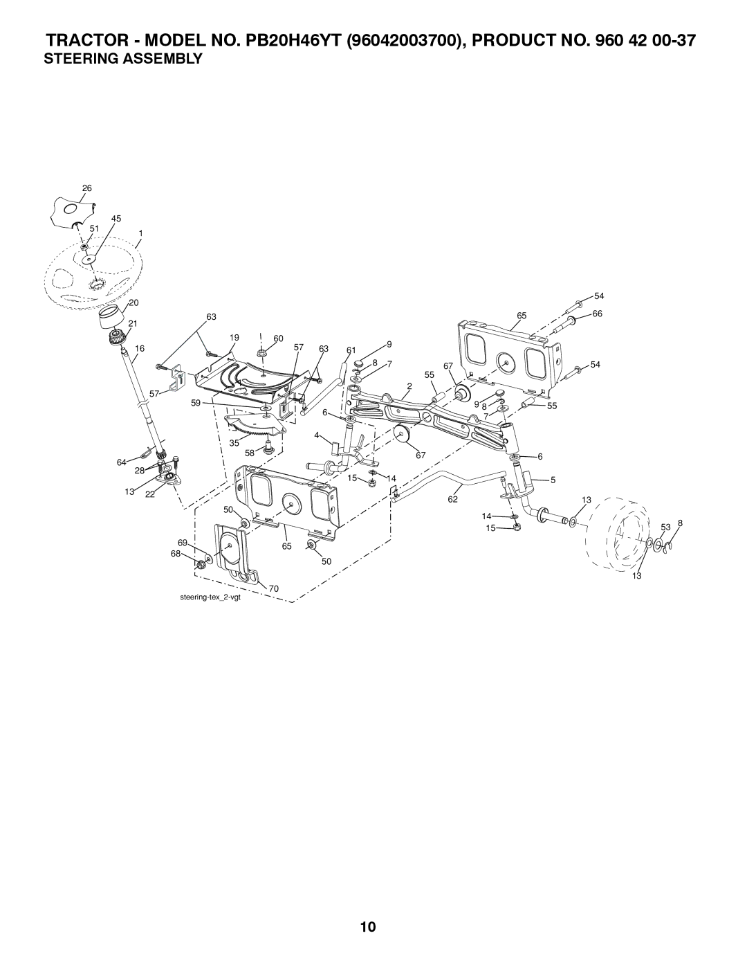 Poulan PB20H46YT manual Steering Assembly 