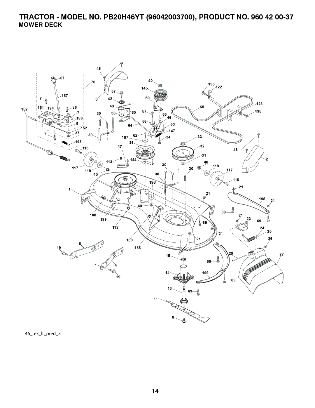 Poulan PB20H46YT manual Mower Deck 