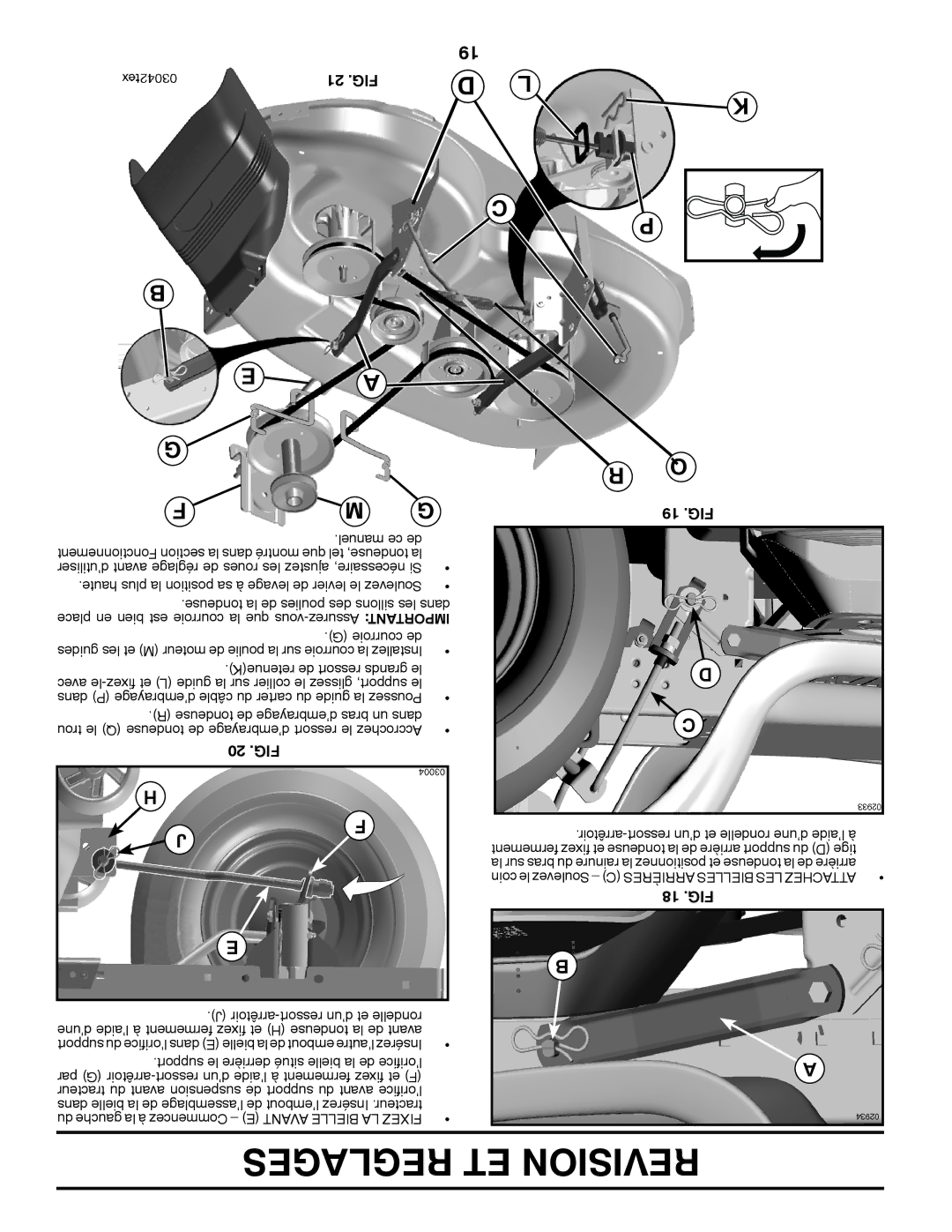 Poulan PB22H46YT manual Fig, 20 .FIG, 18 .FIG, Place en bien est courroie la que vous-Assurez Important 