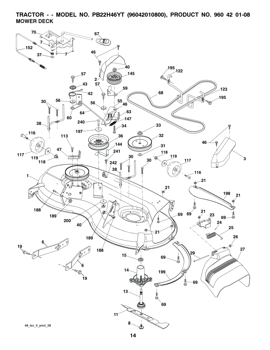 Poulan PB22H46YT manual Mower Deck 