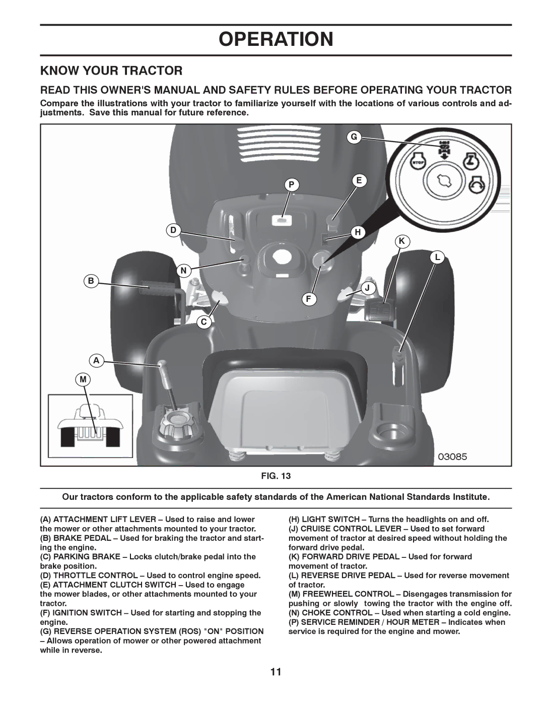 Poulan PB22H54BF manual Know Your Tractor, Reverse Operation System ROS on Position 