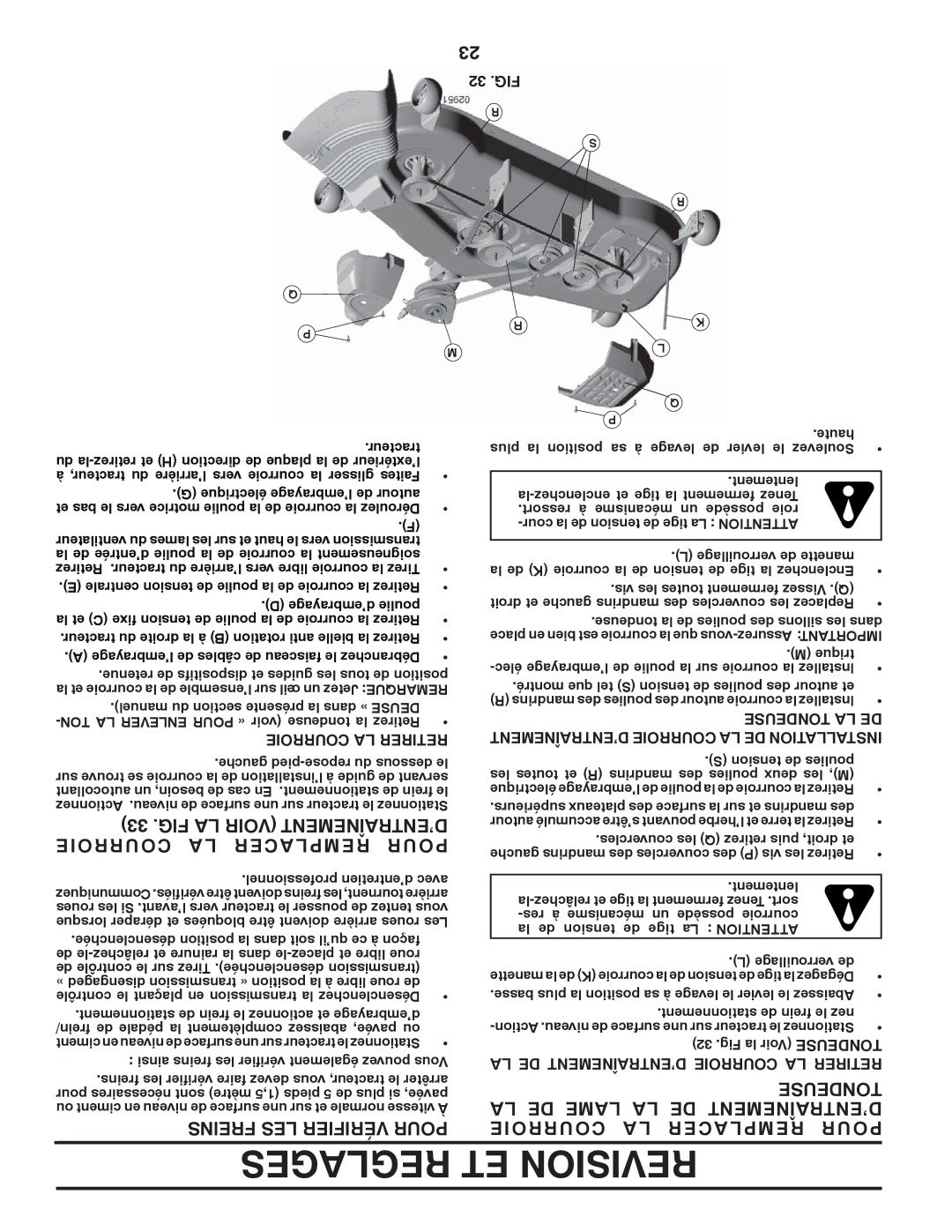Poulan PB22H54BF manual FIG LA Voir D’ENTRAÎNEMENT Courroie a L Acer Rempl Pour, LA DE Lame LA DE D’ENTRAÎNEMENT, Tondeuse 