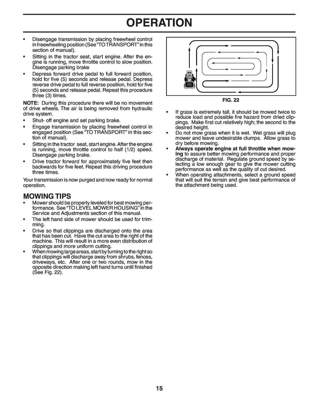 Poulan PB22H54YT manual Mowing Tips, Operation 