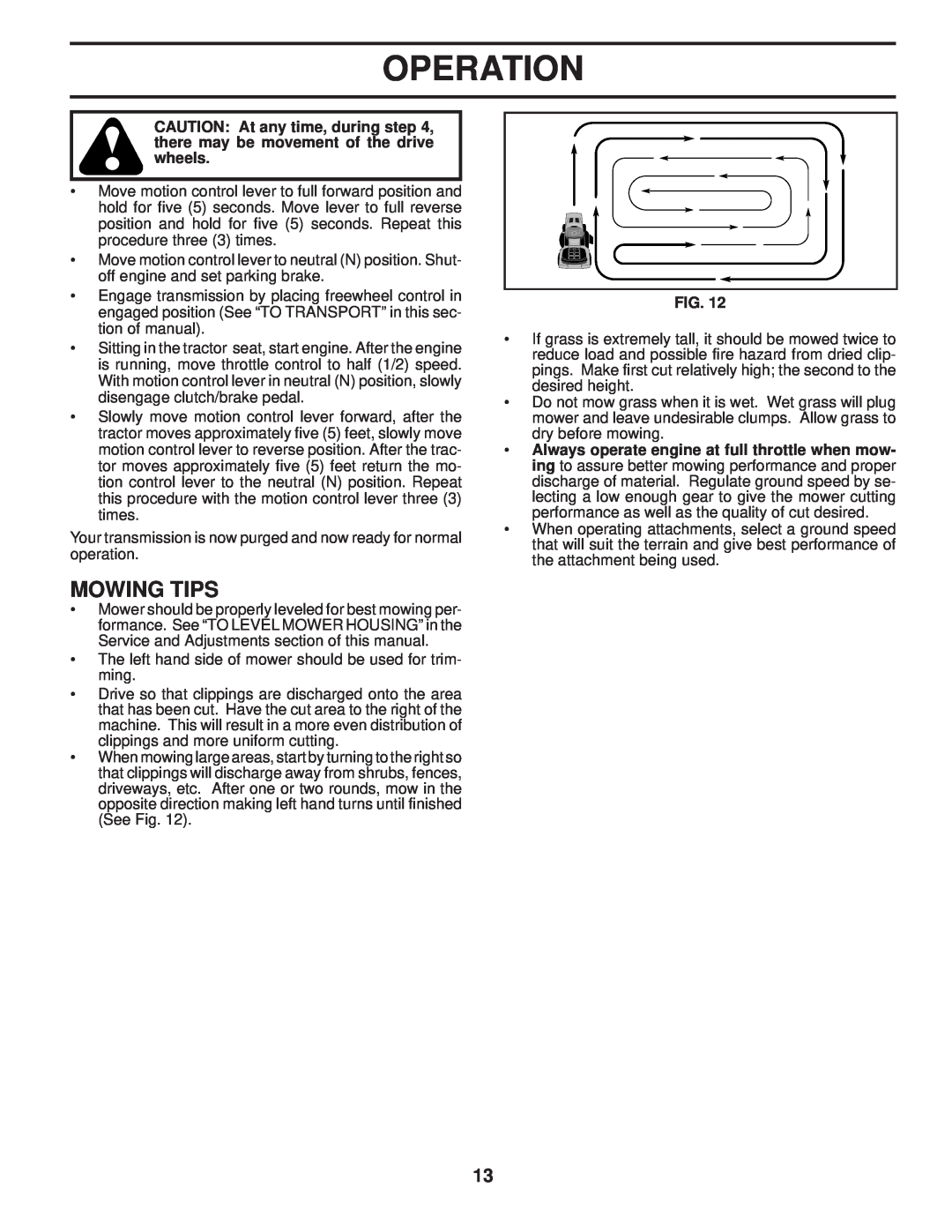 Poulan PB22TH42YT manual Mowing Tips, Operation 