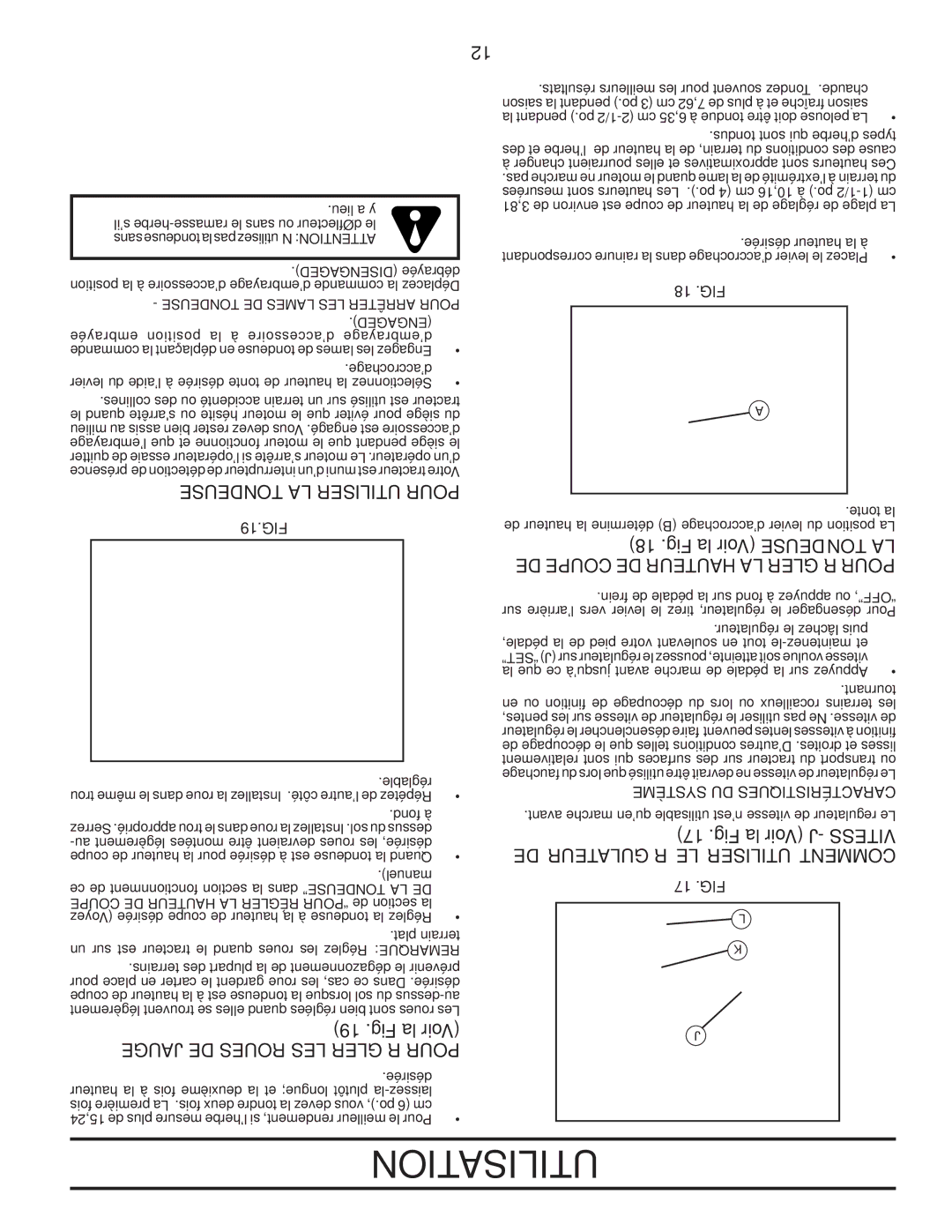 Poulan PB24H54YT manual Fig la Voir J- Vitess DE Régulateur LE Utiliser Comment, Tondeuse LA Utiliser Pour 