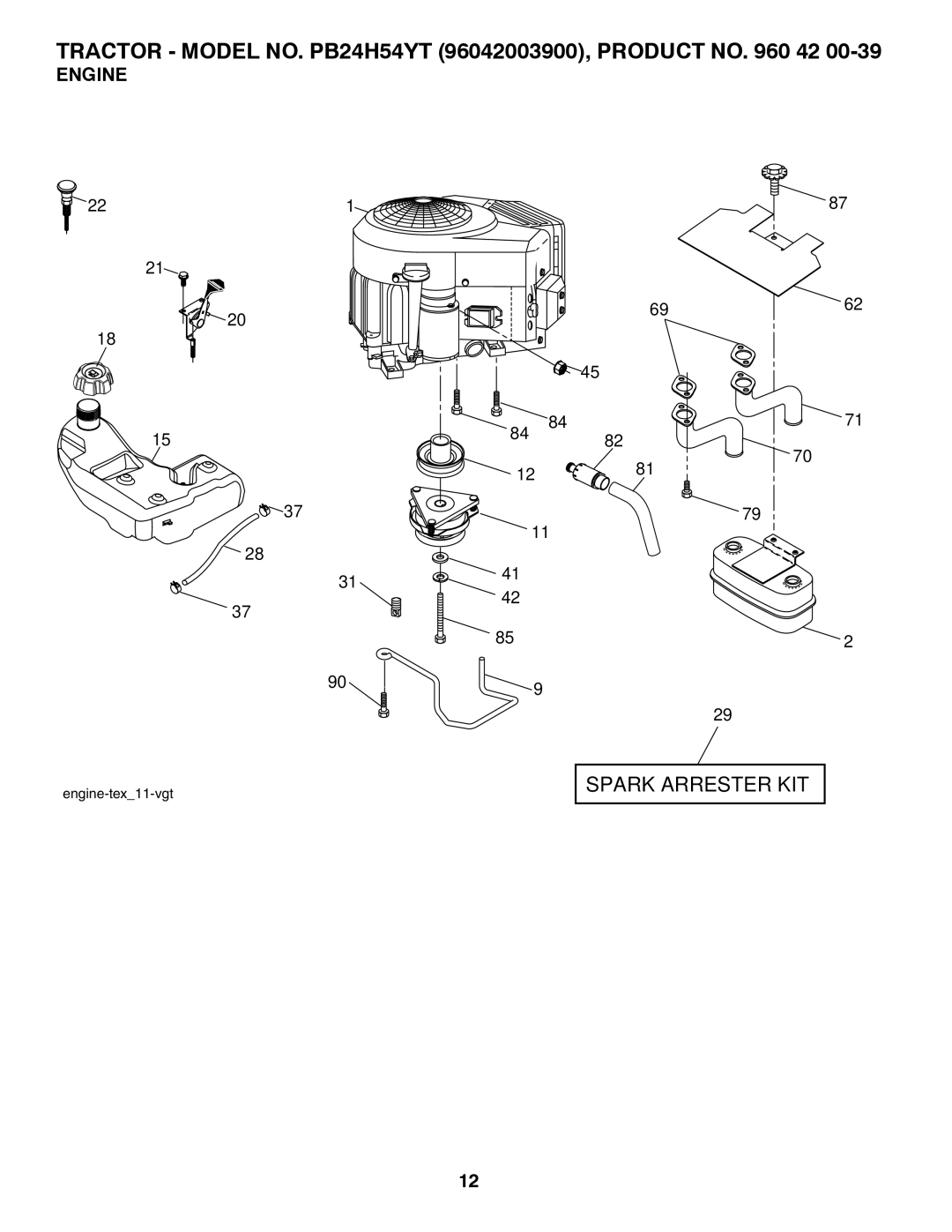 Poulan PB24TH54YT manual Engine 