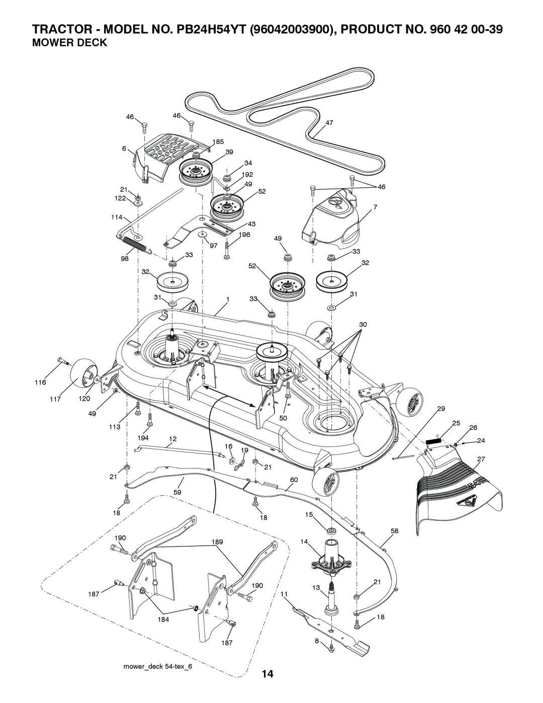 Poulan PB24TH54YT manual Mower Deck 