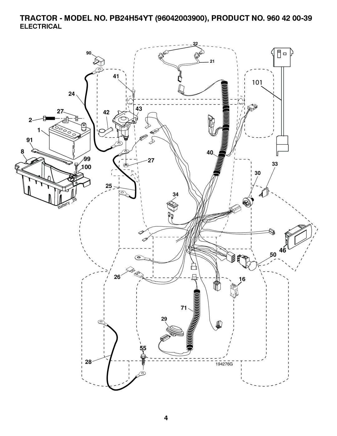 Poulan PB24TH54YT manual Electrical 