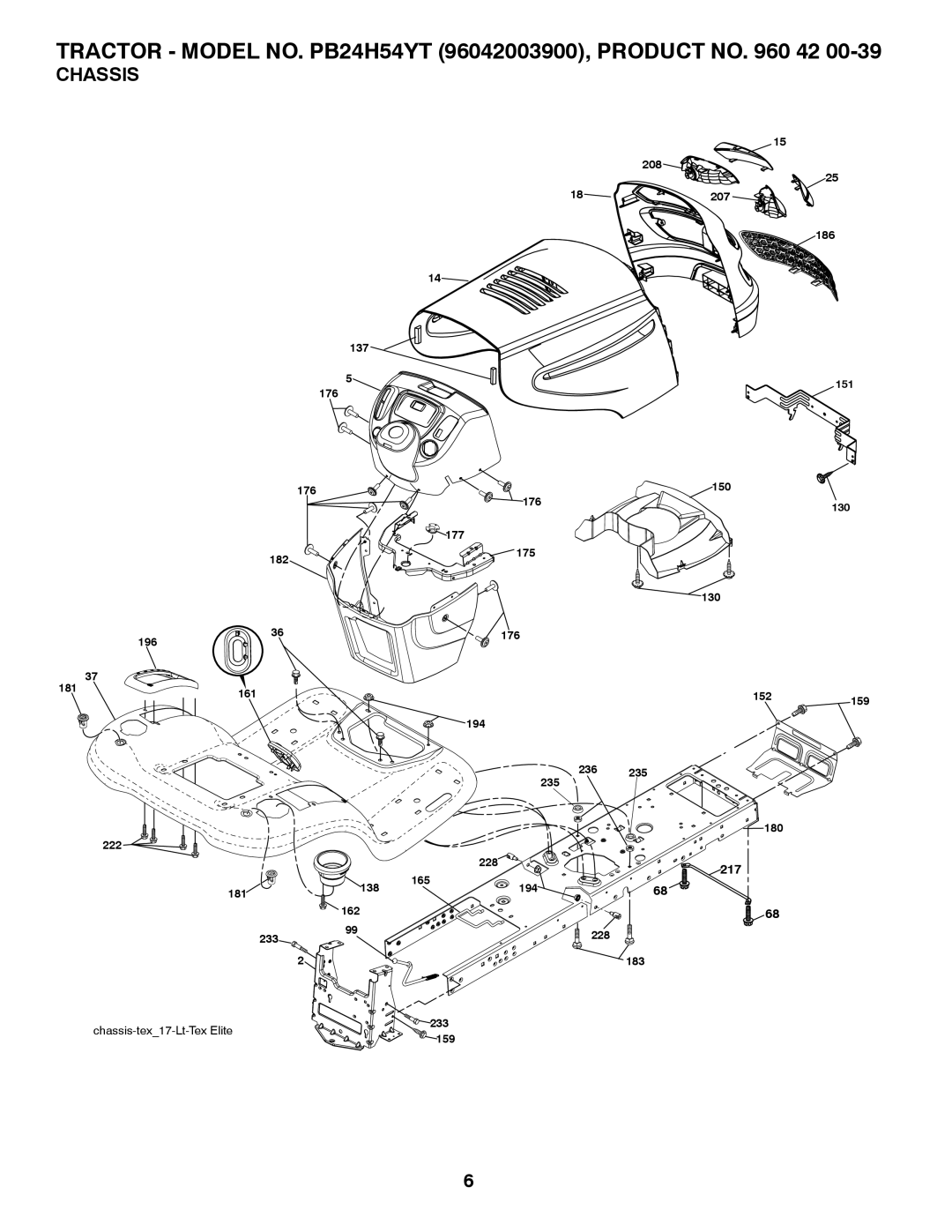 Poulan PB24TH54YT manual Chassis 