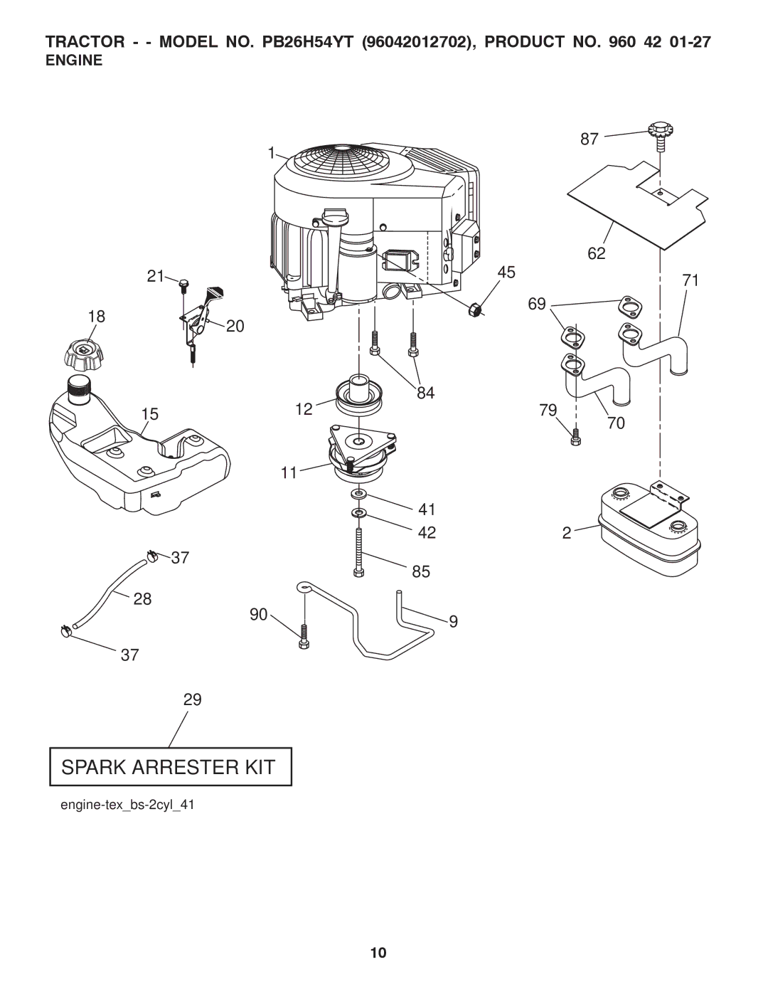 Poulan PB26H5YT manual Spark Arrester KIT, Engine 