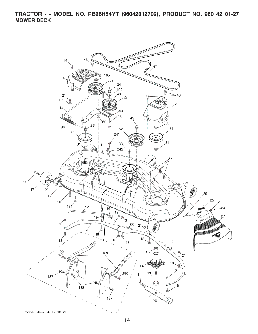 Poulan PB26H5YT manual Mower Deck 