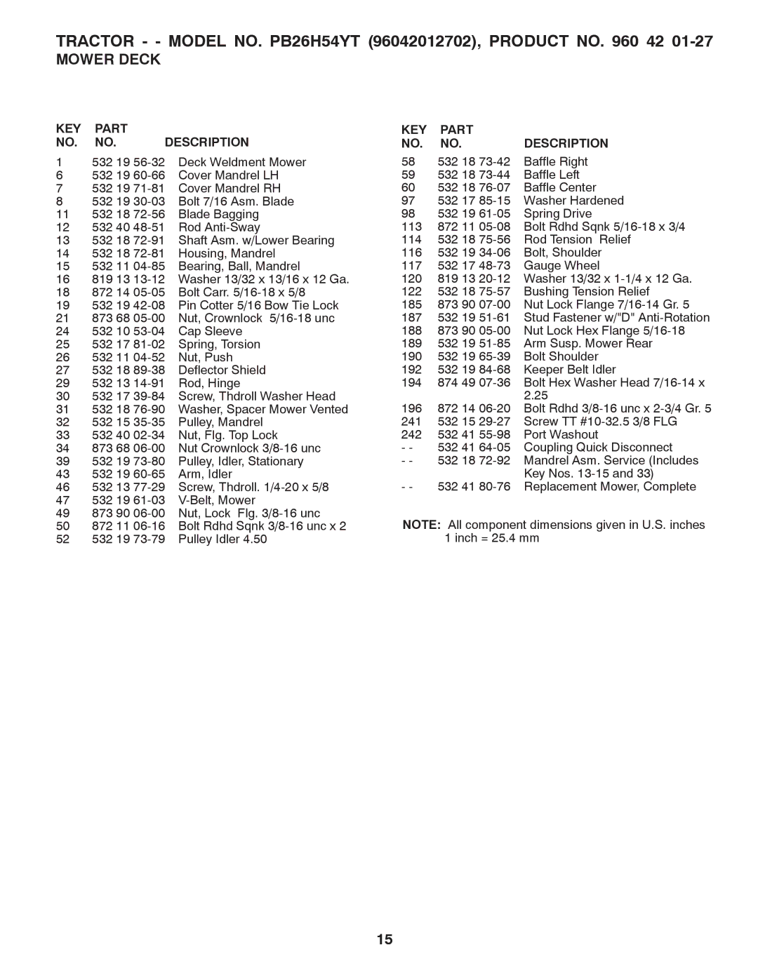 Poulan PB26H5YT manual 532 19 56-32 Deck Weldment Mower 