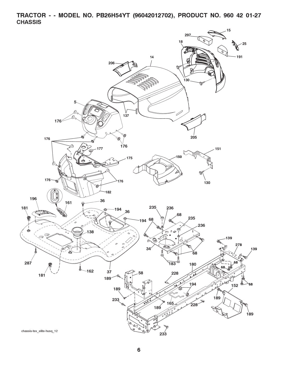 Poulan PB26H5YT manual Chassis 