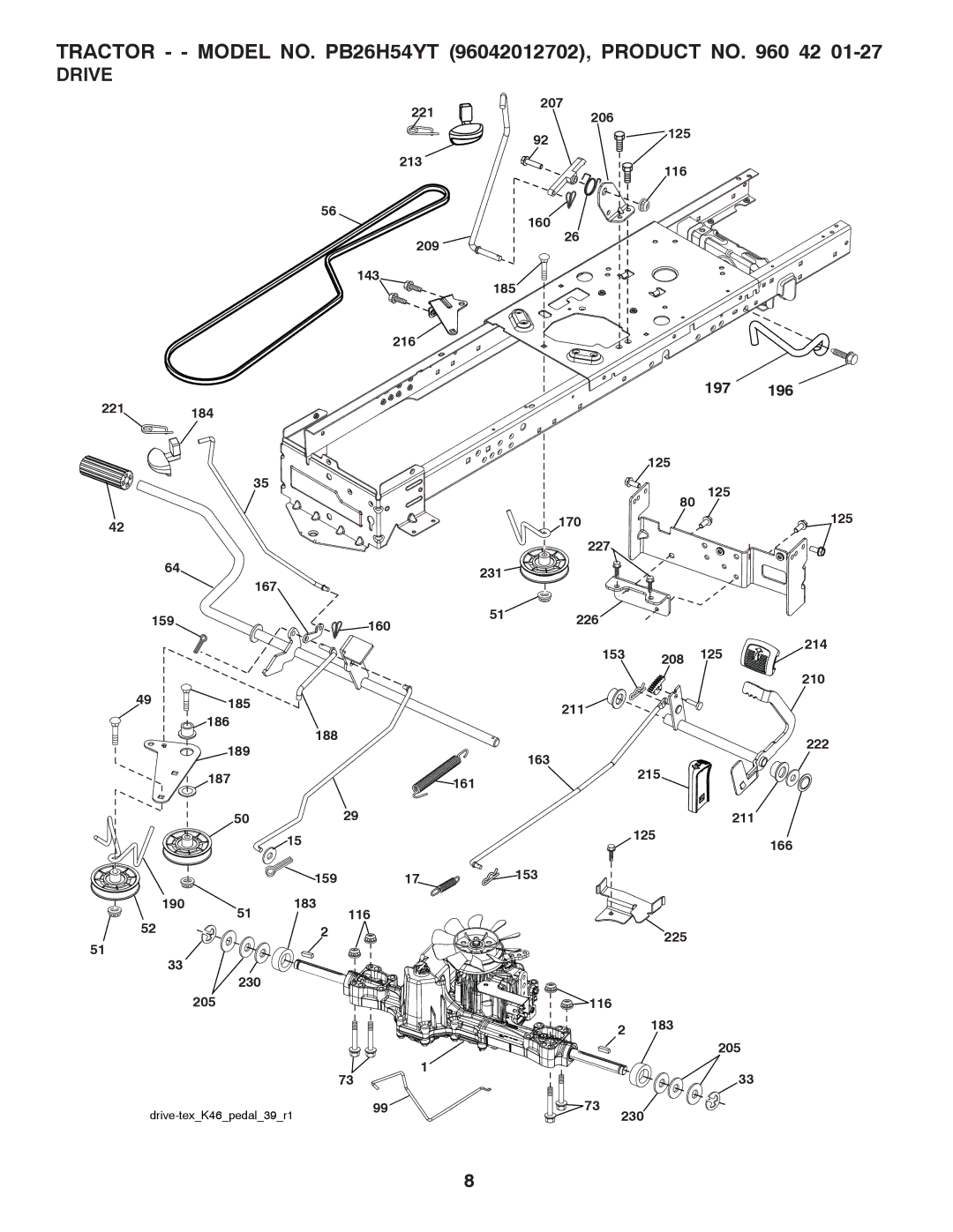 Poulan PB26H5YT manual Drive, 197 