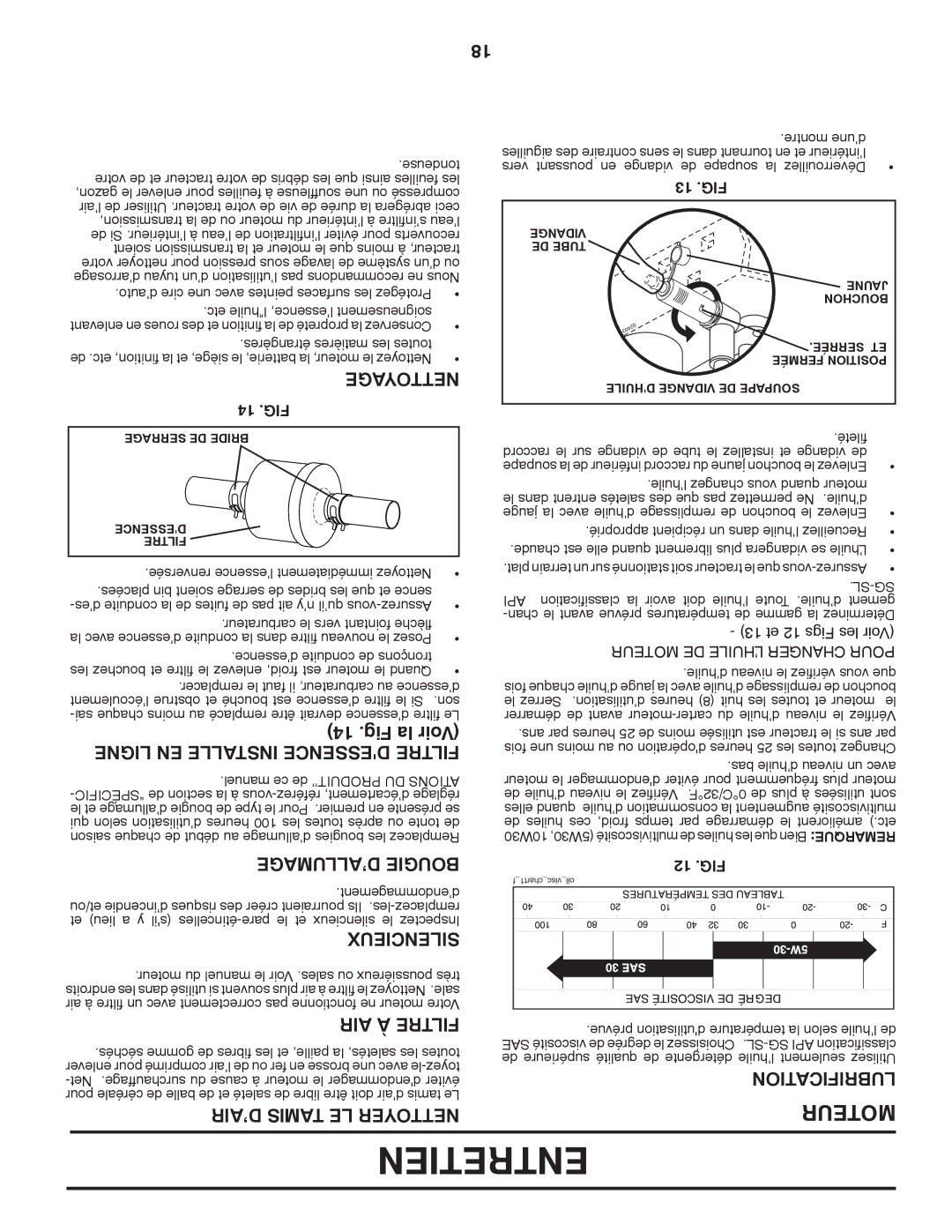 Poulan PBA19542LT manual Entretien, ’ALLUMAGE Bougie, AIR À Filtre, ’AIR Tamis LE Nettoyer, Lubrification 