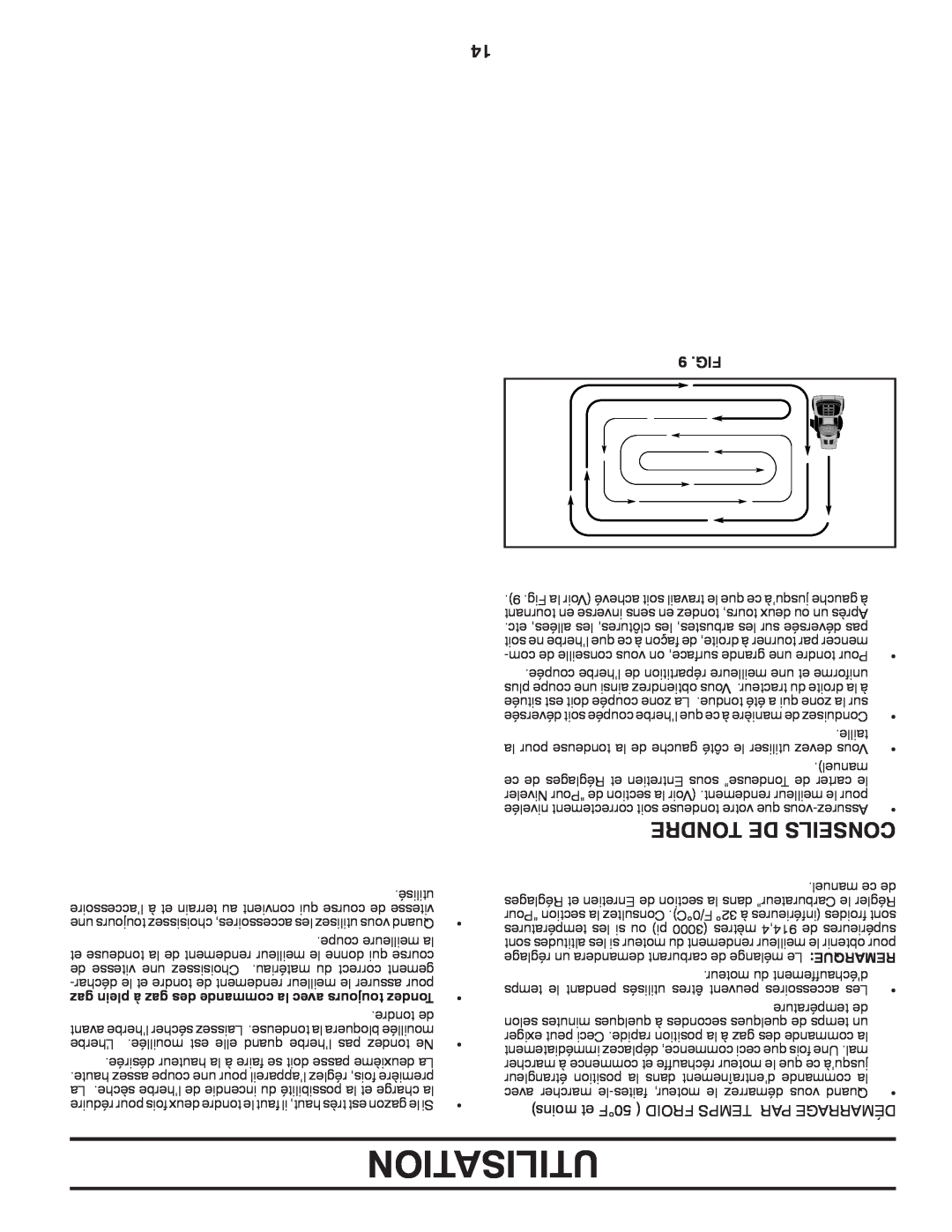 Poulan PBA19542LT manual Utilisation, Tondre De Conseils 