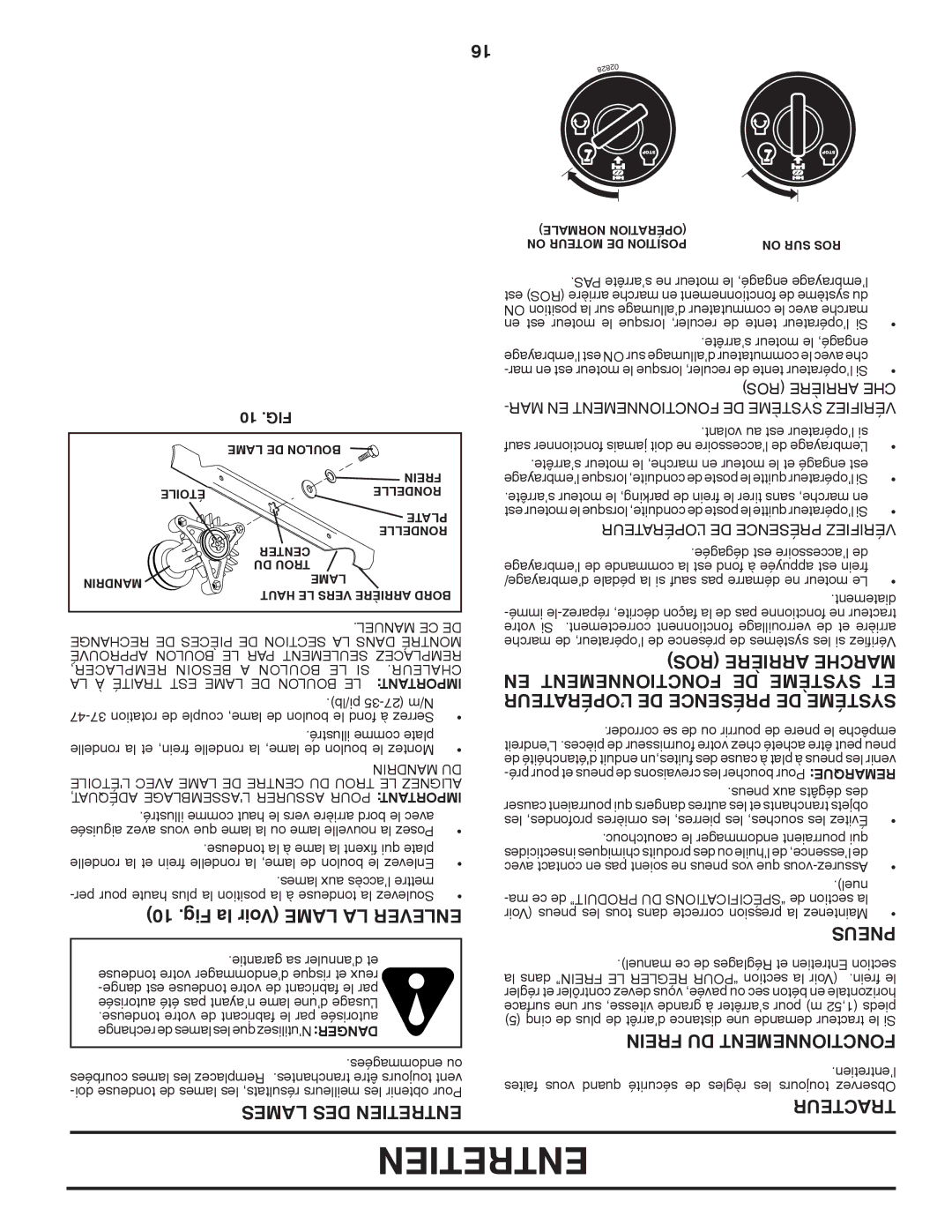 Poulan PBA195H42LT manual Fig la Voir Lame LA Enlever, EN Fonctionnement DE Système ET 