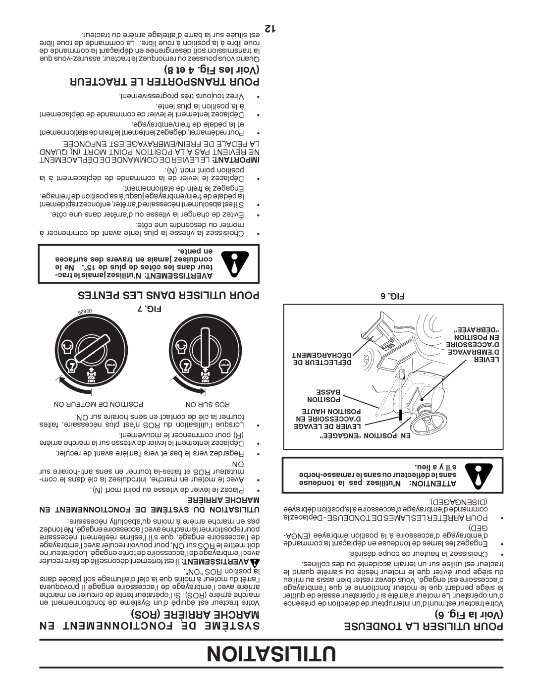 Poulan PBA195H42LT manual Et 4 .Fig les Voir, EN Fonctionnement DE Système, Tracteur LE Transporter Pour 