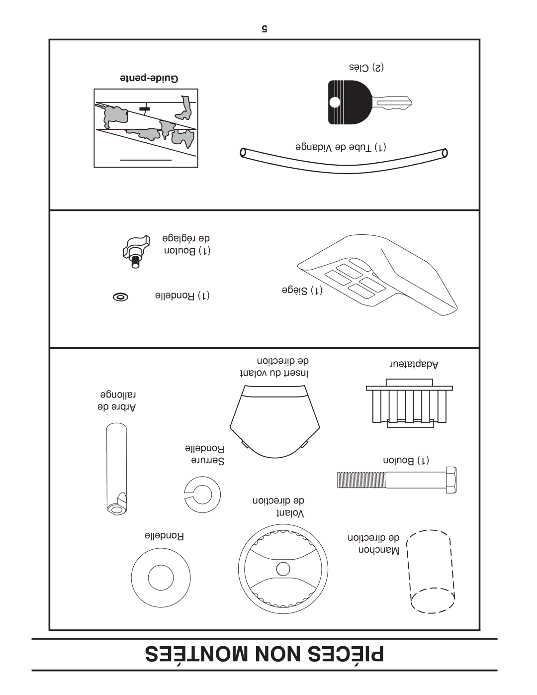 Poulan PBA195H42LT manual Montées NON Piéces, Uidepente, Daptateur 