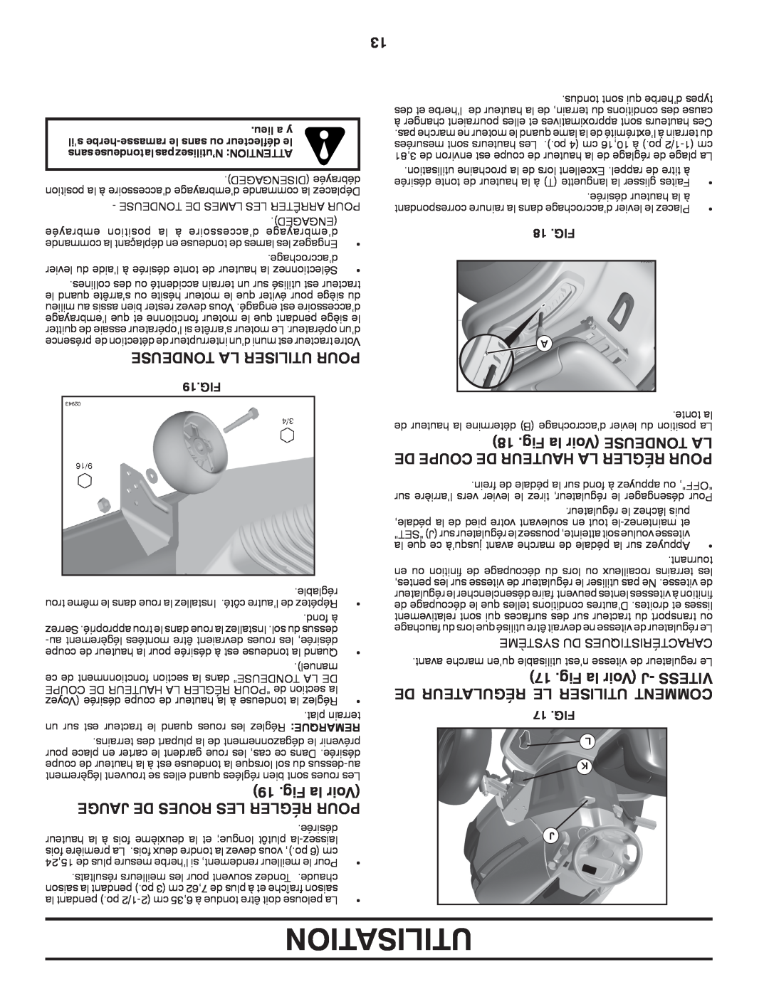 Poulan PBGT26H54 manual Fig la Voir J- VITESS DE RÉGULATEUR LE UTILISER COMMENT, Tondeuse La Utiliser Pour, Utilisation 
