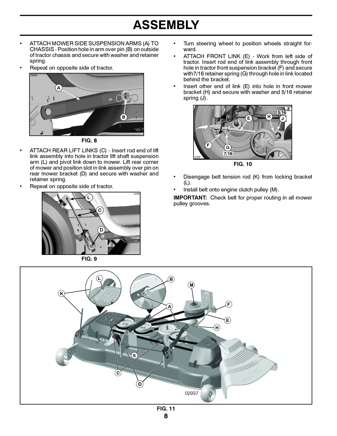 Poulan PBGT26H54 manual Assembly, L C D, 5/16 E H J F G 7/16, Lb M K Af E H S C 