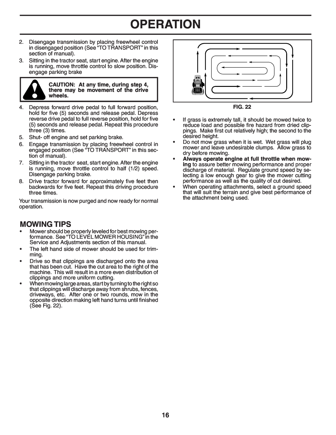 Poulan PBGTGE manual Mowing Tips, Operation 