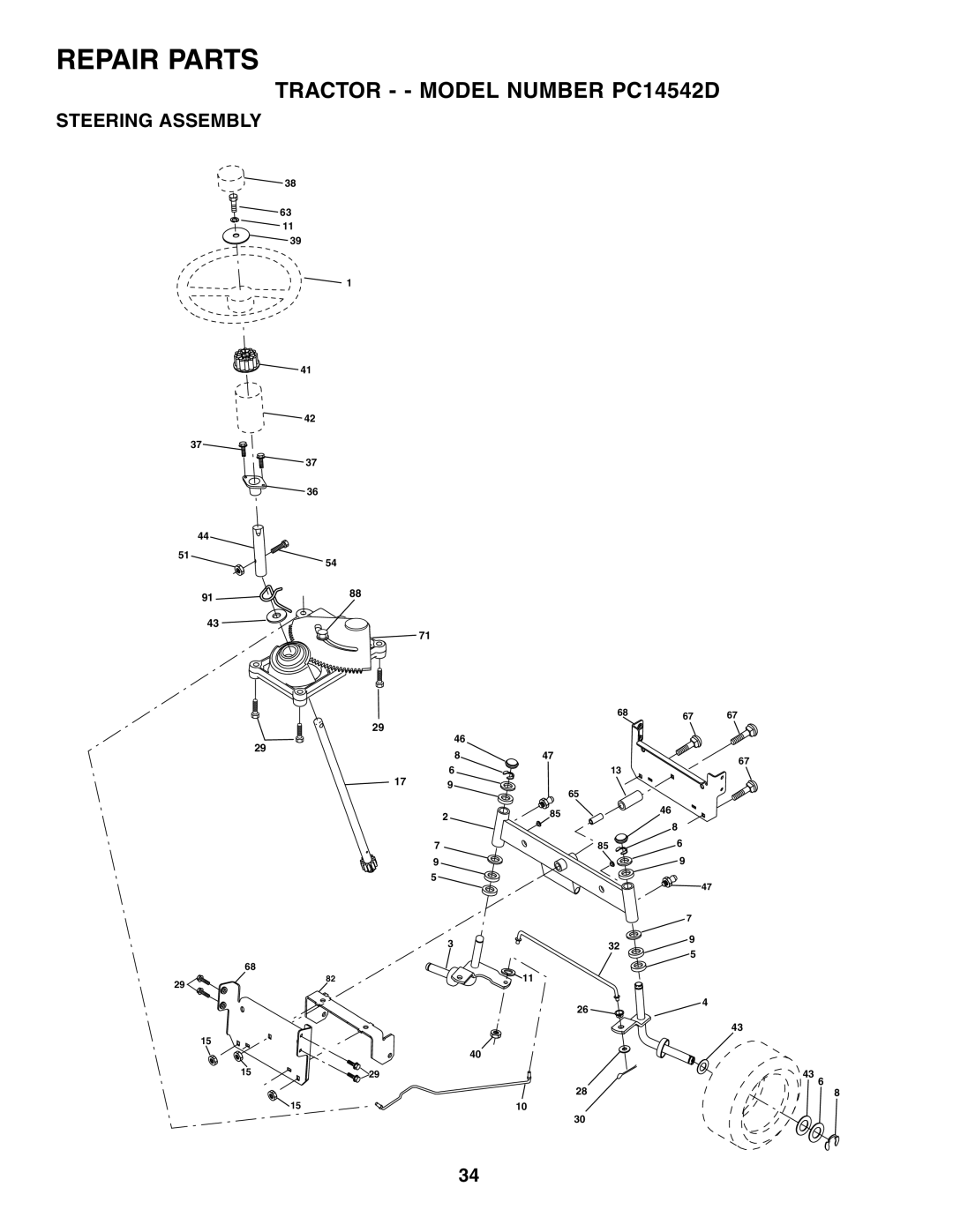 Poulan PC14542D owner manual Steering Assembly 