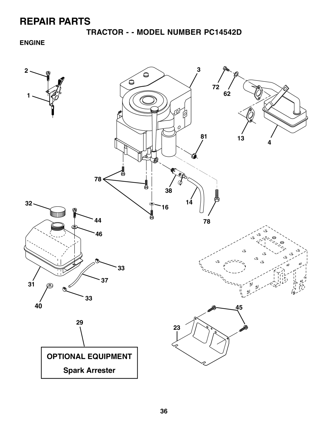 Poulan PC14542D owner manual Engine 