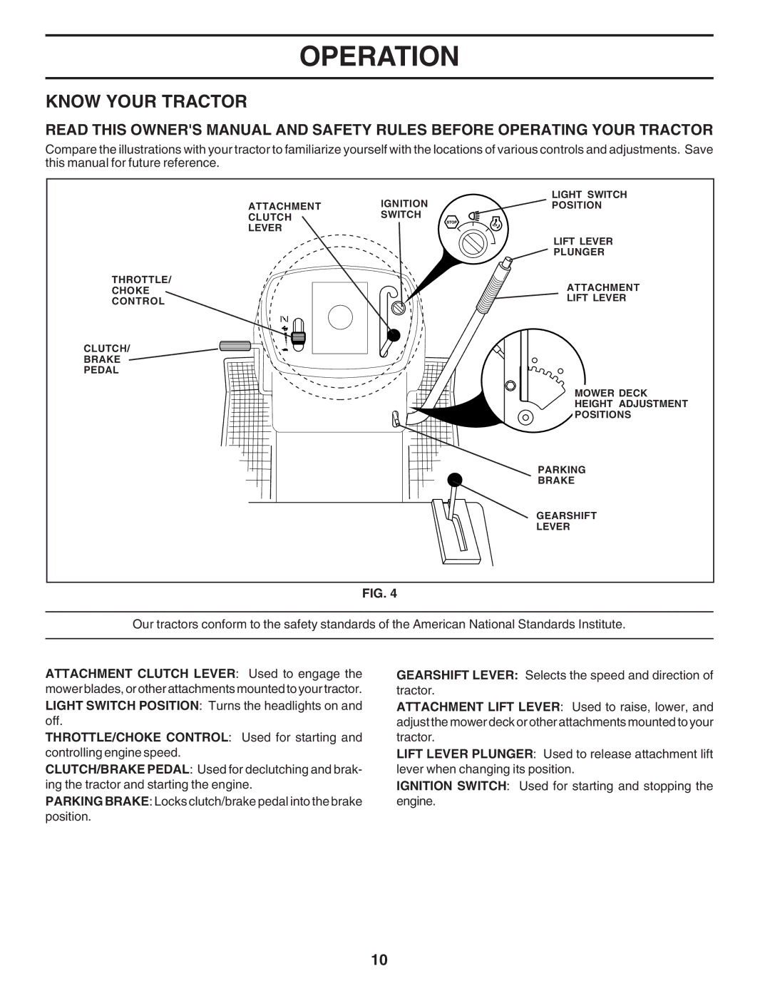 Poulan PC1538B manual Know Your Tractor 