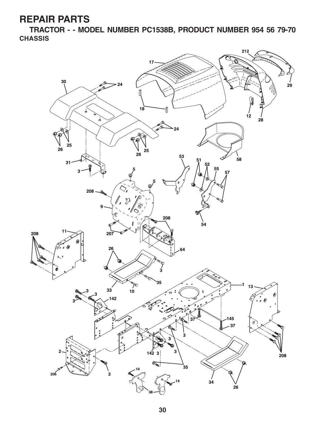 Poulan PC1538B manual Chassis 