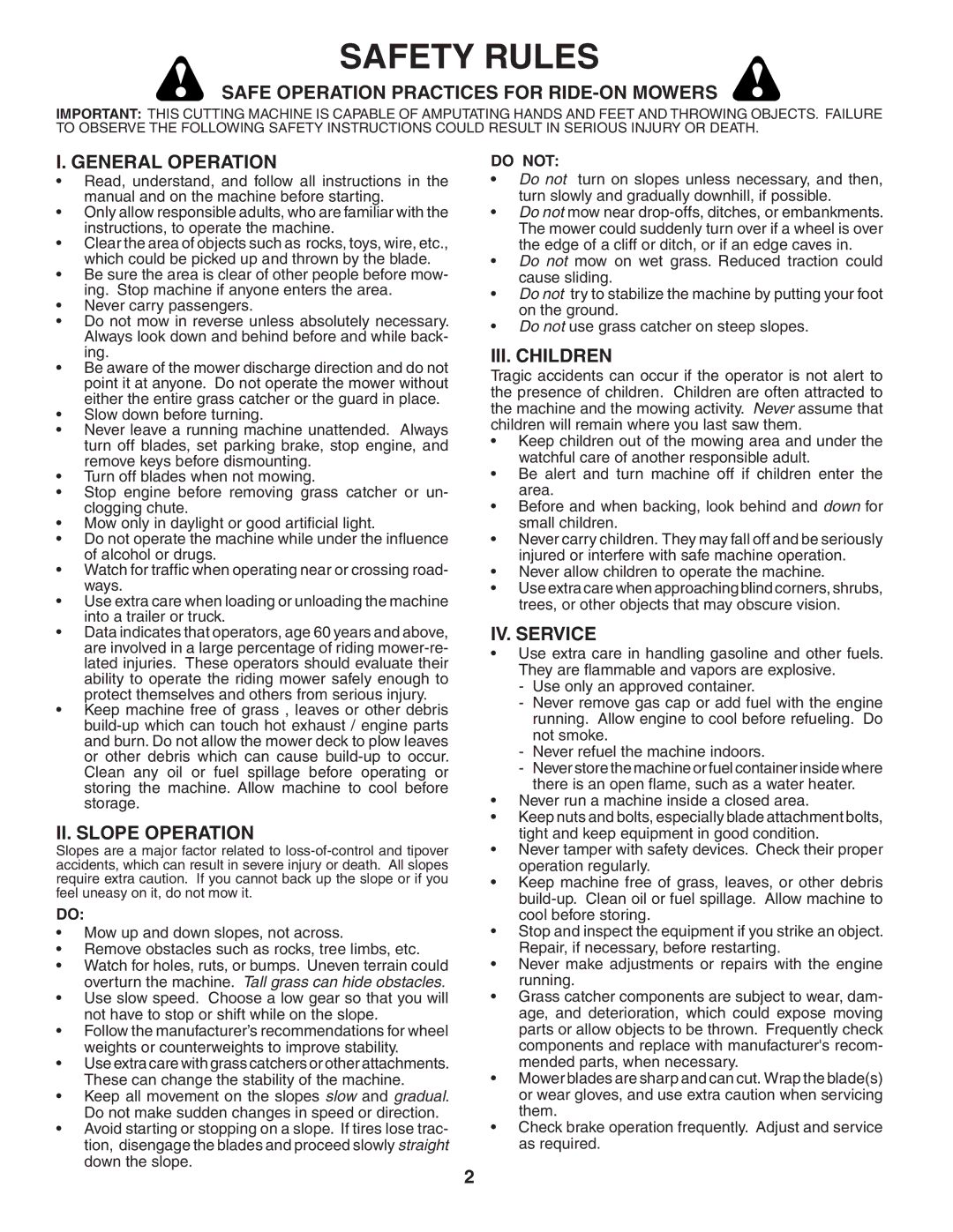 Poulan PD2042STA owner manual Safety Rules 