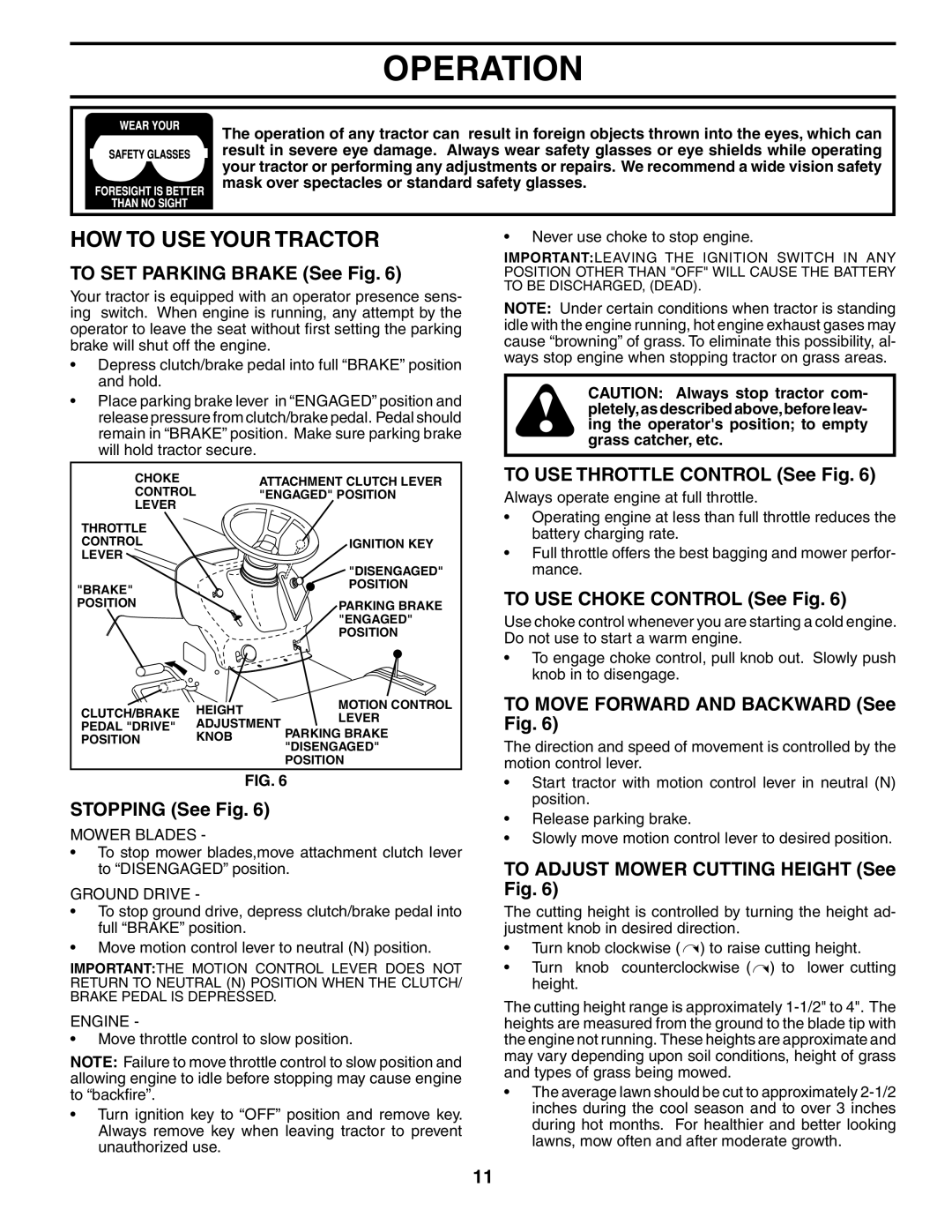 Poulan PD20H42STA owner manual HOW to USE Your Tractor 