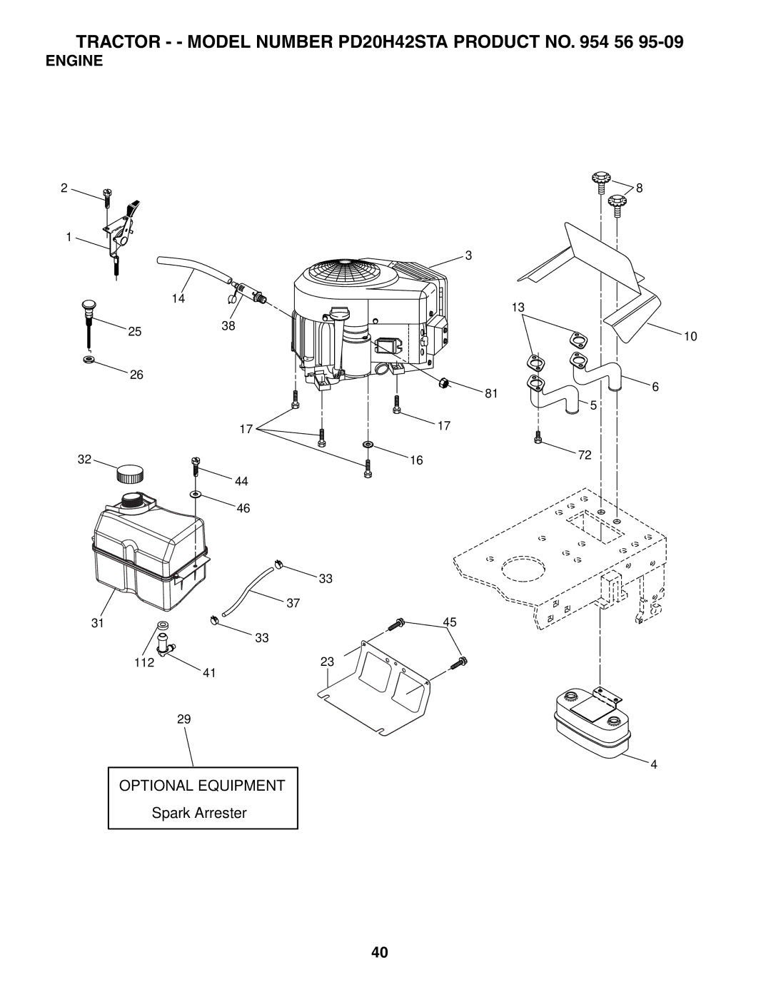 Poulan PD20H42STA owner manual Engine 